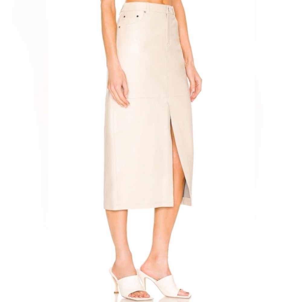 Song of Style Marie Leather Midi Skirt in Cream size XS NWT